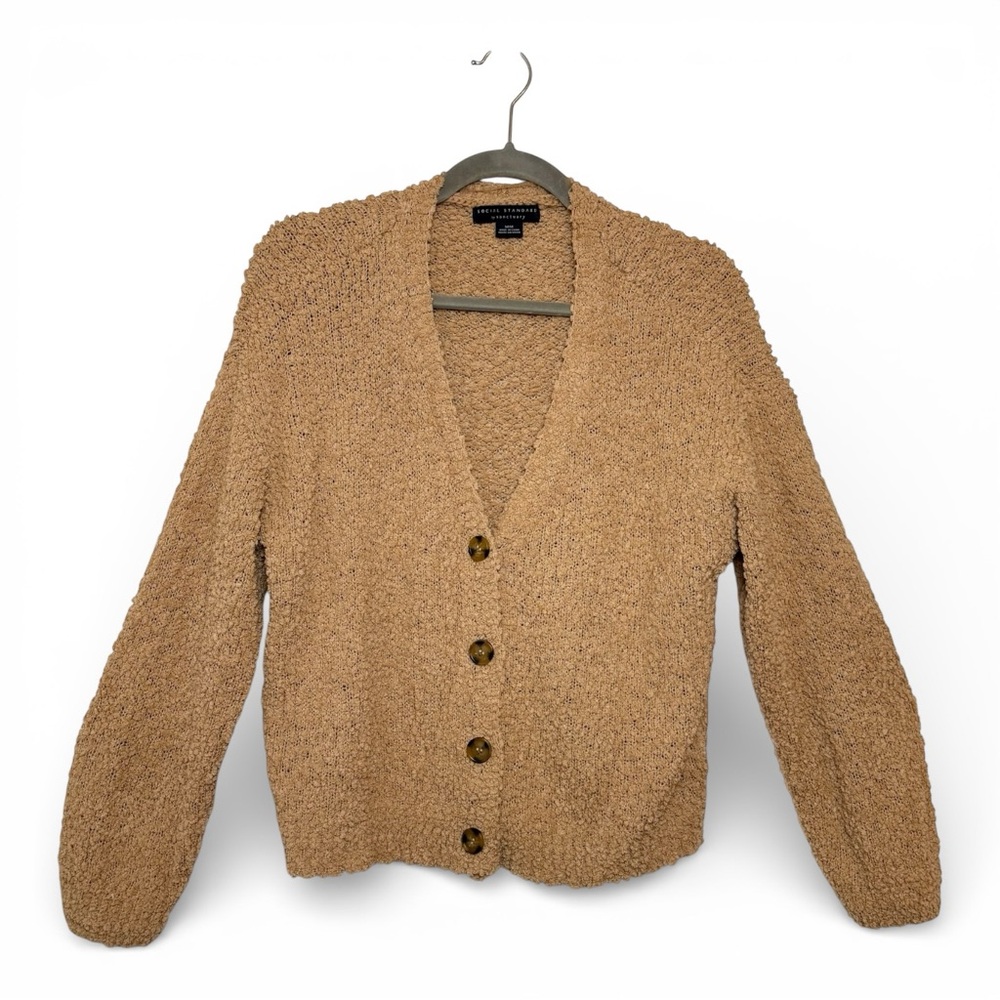 Social Standard by Sanctuary Camel Brown Textured Cardigan Preppy Medium